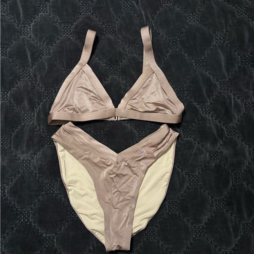 OneOne Swim Sparkly Tan Bikini Set